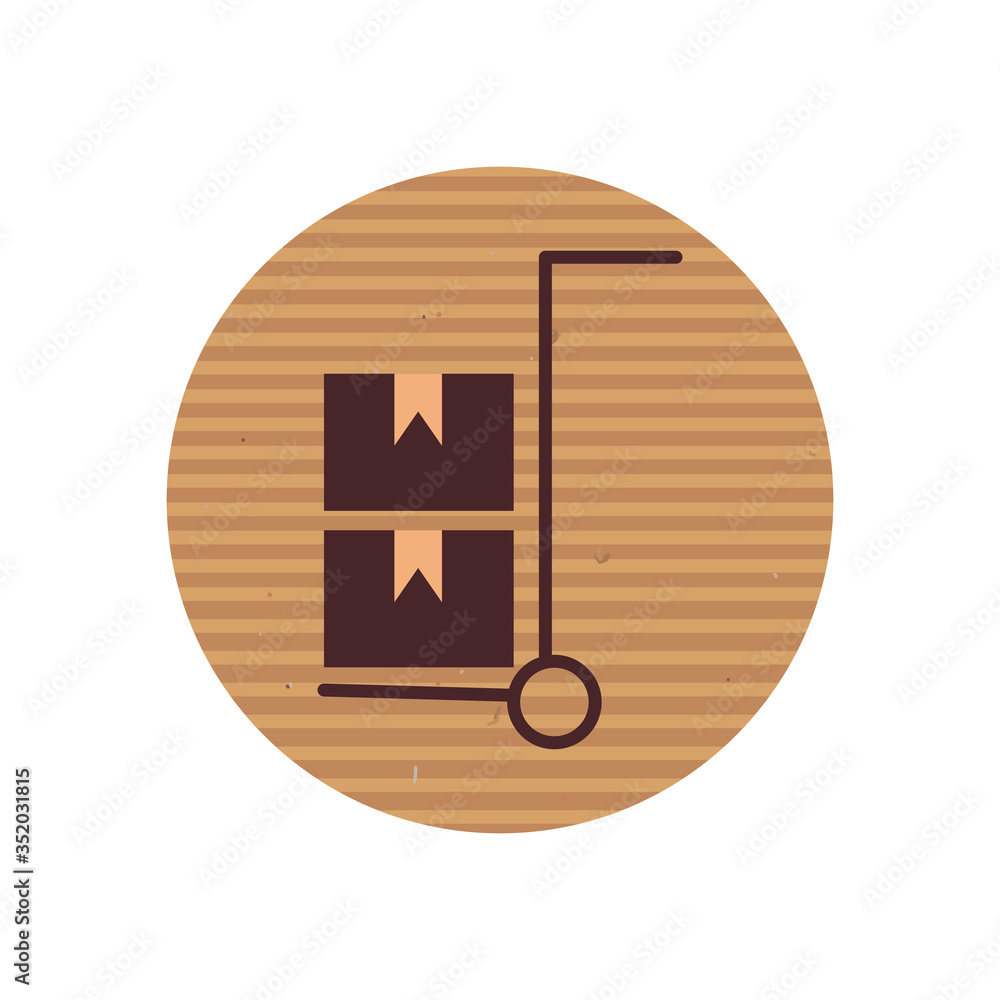 Poster boxes over cart line style icon vector design