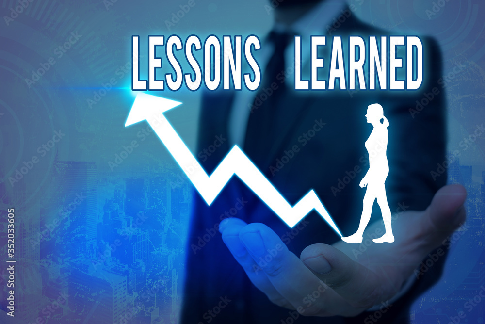 Poster handwriting text lessons learned. conceptual photo the knowledge or understanding gained by experien
