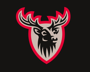 Deer modern mascot logo. Reindeer design emblem template for a sport and eSport team.