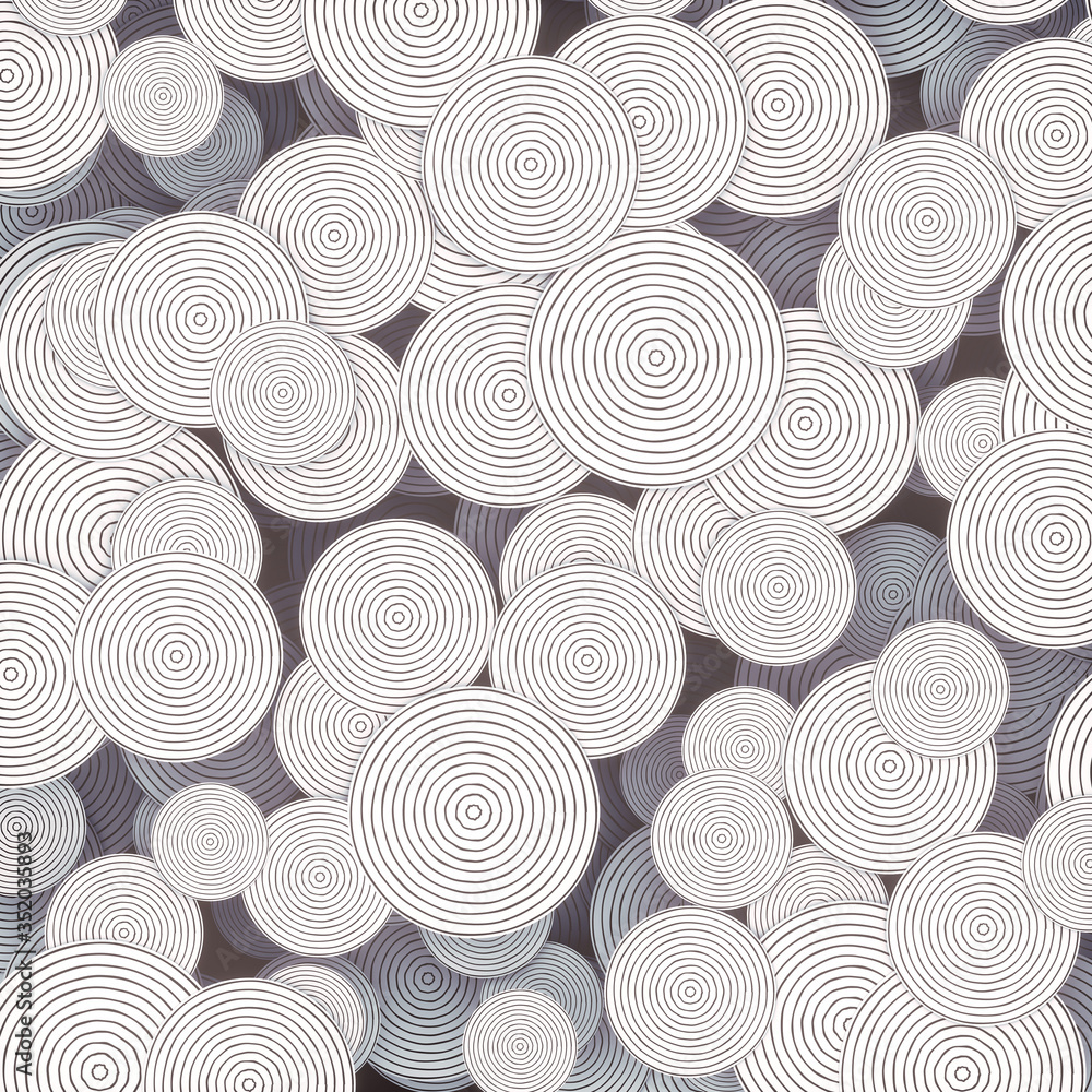 Poster modern striped circles pattern. 3d rendering digital hypnotic illustration