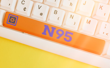 Text sign showing N95. Business photo text an individualal protective equipment that are used to...