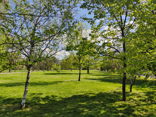 Spring view of South Park in city of Sofia
