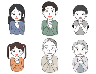 恐怖でうずくまる家族