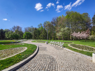 Spring view of South Park in city of Sofia