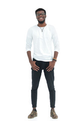 in full growth. attractive guy in jeans