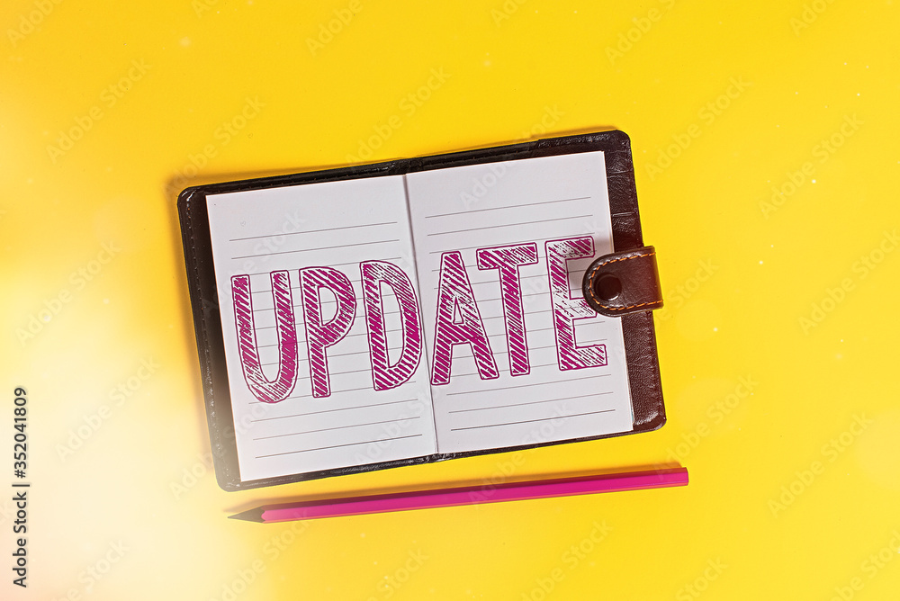 Poster text sign showing update. business photo text by adding new information or making corrections up to 