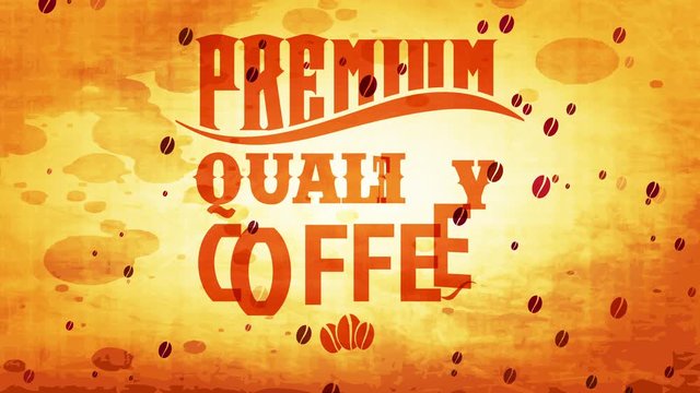 tan fried value coffee grains packet with aged make style typography on smudged paper scene