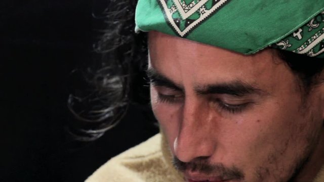 Prehispanic Mexican healer called "Curandero" Ritual healer calling for help to ancient gods