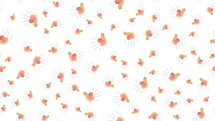 Endless seamless pattern of beautiful festive love joyful tender hearts in hands on a white background. Vector illustration