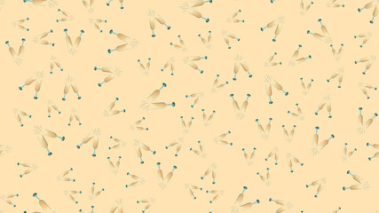 Endless seamless pattern of beautiful festive love clinking glasses of champagne on a yellow background. Vector illustration