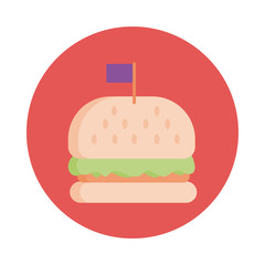 delicious burger fast food block style icon
