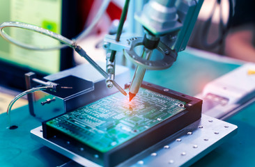 soldering iron tips of automated manufacturing soldering and assembly pcb board