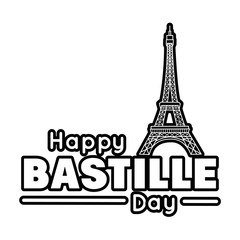 Obraz premium bastille day lettering with eiffel tower line style