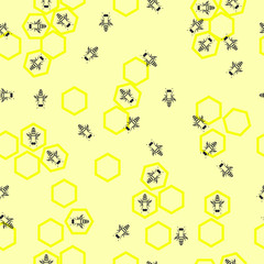 Cute Bees Vector Pattern Seamless