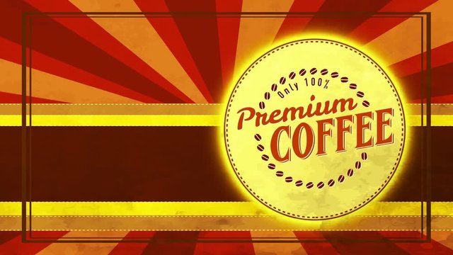 only 100 percentage fancy coffee classical branding way with roasted beans building circular symbol on patterned scene