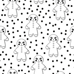 Cute Gingerbread Man Kids Pattern Seamless