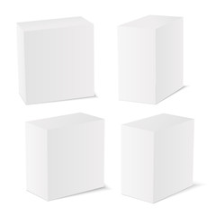 Blank package Box set. Isolated on white. Vector