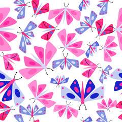 Cute Moth Vector Kids Pattern Seamless
