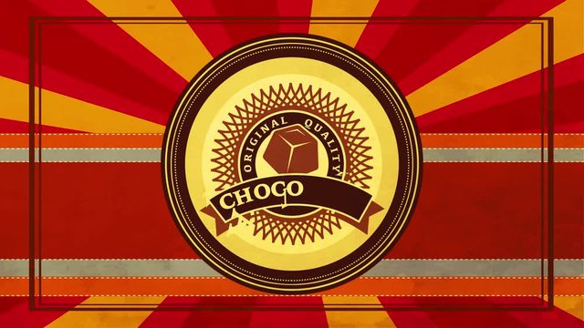brand idea for original quality chocolate with delicious gourmet ingredients with vintage lettering and squared brown sweet piece