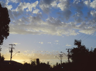 paisaje urbano, cielo en ocaso