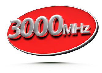 3D illustration 3000 MHz Ellipse isolated on a white background.(with Clipping Path).
