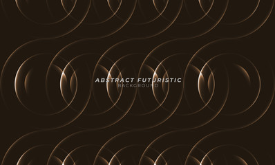 Graphic gold circles seamless pattern. Abstract futuristic art wallpaper. Vector illustration.