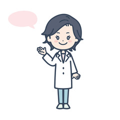 案内する女性医師　ポーズ　イラスト