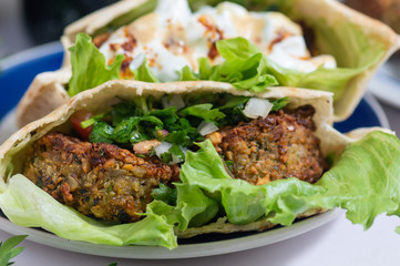 Falafel, vegetarian and vegan food from the middle east