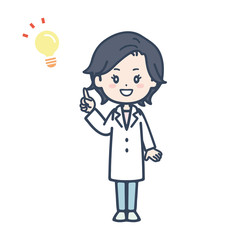 閃く女性医師　ポーズ　イラスト