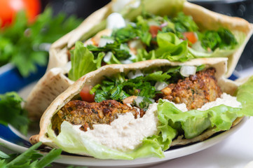 Falafel, vegetarian and vegan food from the middle east
