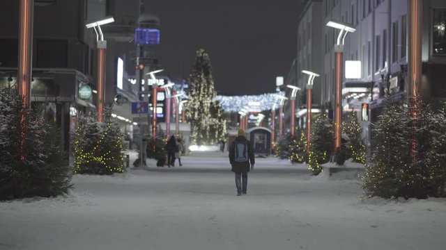 Rovaniemi city center in winter.
