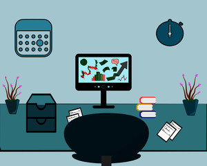 The modern writing desk with computer sets, documents and stationery is a workplace for stock investors.
Business style icons, Various lines style, Technology, Line art, Stock investment, share