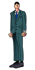 スーツを着た男性の全身カラーベクターイラスト