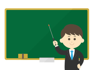 黒板で授業する先生のイラスト