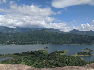 lake and mountains in the summer