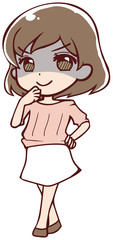 悪だくみをするアニメ調のお姉さん