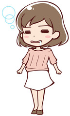 居眠りをするアニメ調のお姉さん