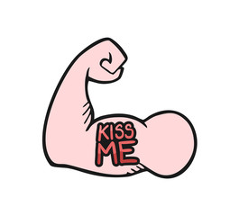 Design of arm with kiss me message