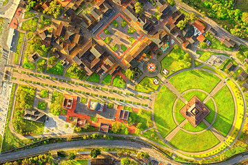 mitad del mundo quito aerial view of the entire complex - obrazy, fototapety, plakaty