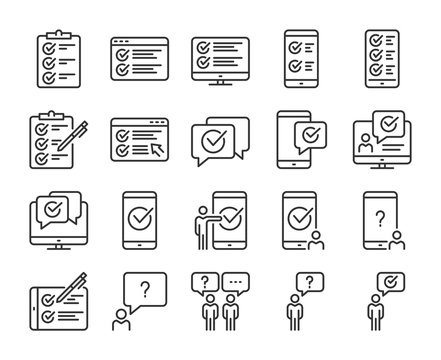 Survey icons. Survey and Questionnaire line icon set. Vector illustration. Editable stroke.