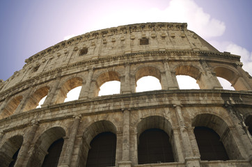 Rome Colosseum with sun behind