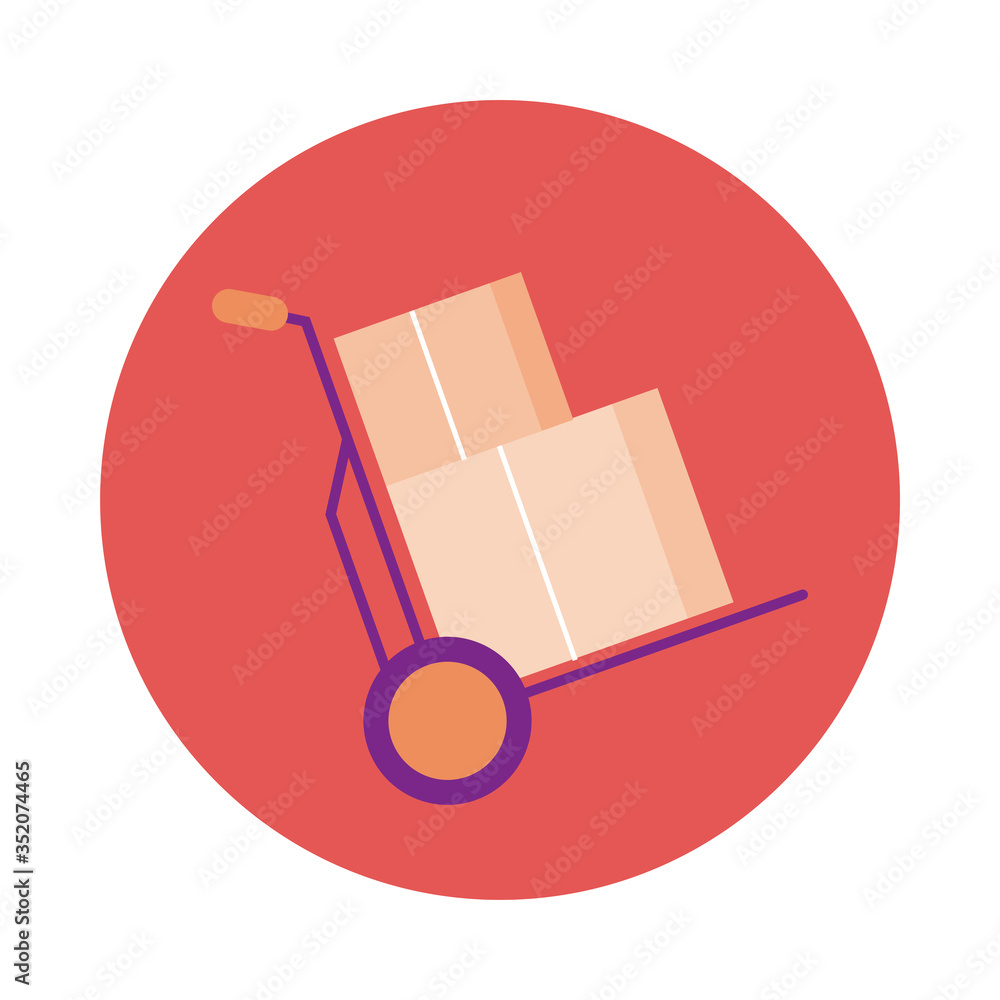 Poster cart with boxes delivery service block style