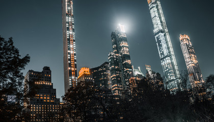 Manhattan 57th street skyscrapers from within Central Park