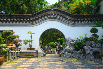 Beautiful Chinese Garden in Kowloon Walled City Park, Hong Kong