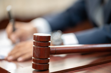 Wooden Hammer for Adjudge Judicial of Lawyer In the courtroom