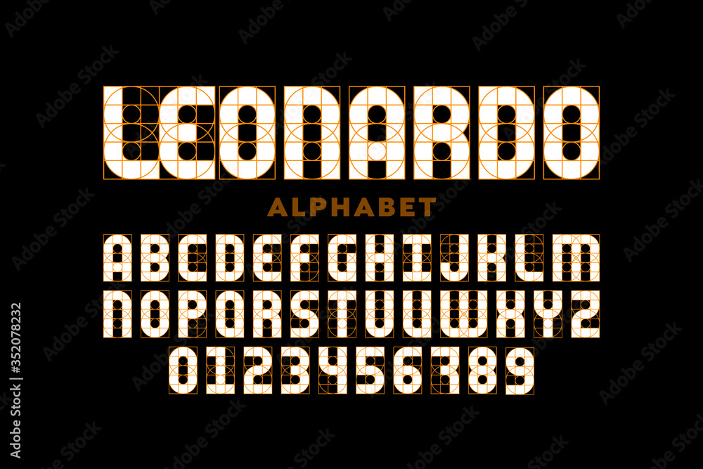 Fototapete modern font design based on certain guidelines, alphabet letters and numerals