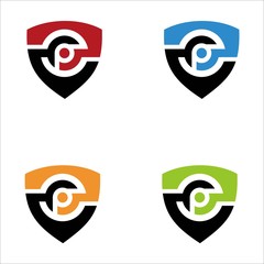 set Letter P safety logo design vector