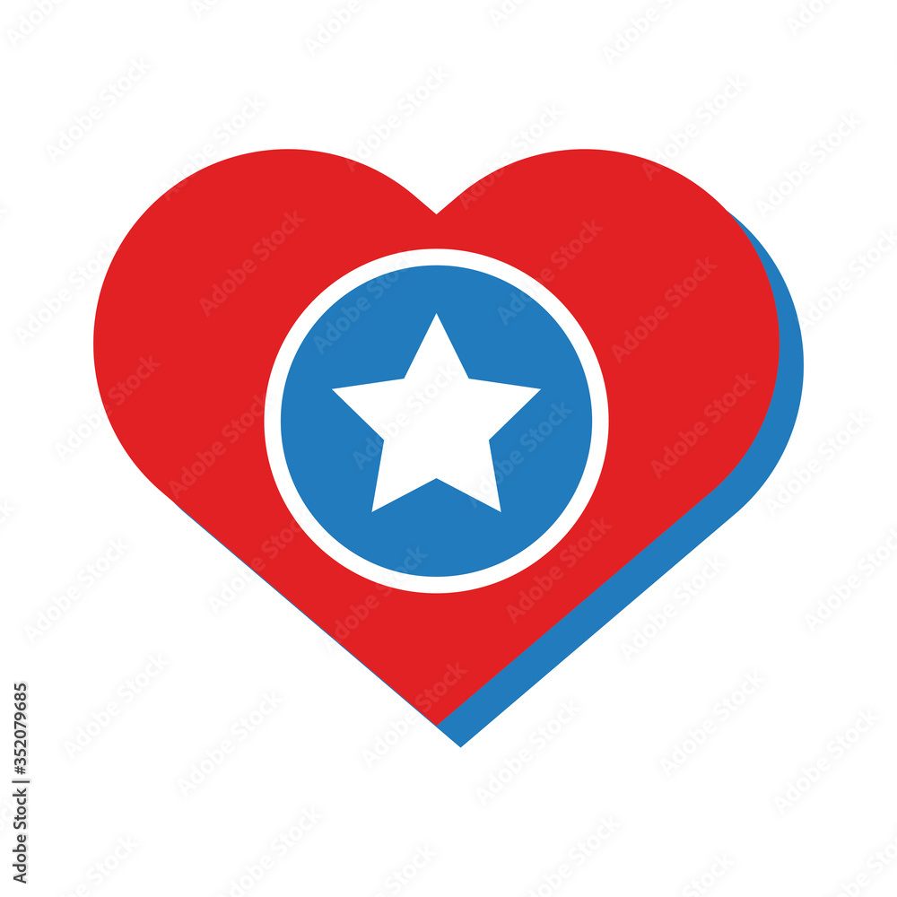 Canvas Prints heart with star independence day flat style