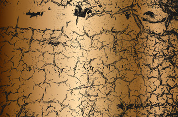 Distressed golden overlay texture of cracked concrete