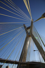 closeup of Octavio Frias de Oliveira  Suspension Bridge in Sao Paulo city, Brazil
